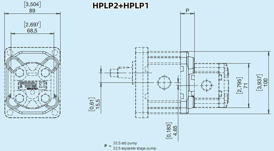 Bondioli＆Pavesi邦貝HPLP2+HPLP1多級齒輪泵尺寸